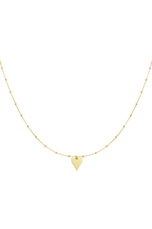 Halskette mit Kugeln und Herzanhänger – Goldfarbe  - Goldfarbefarbe