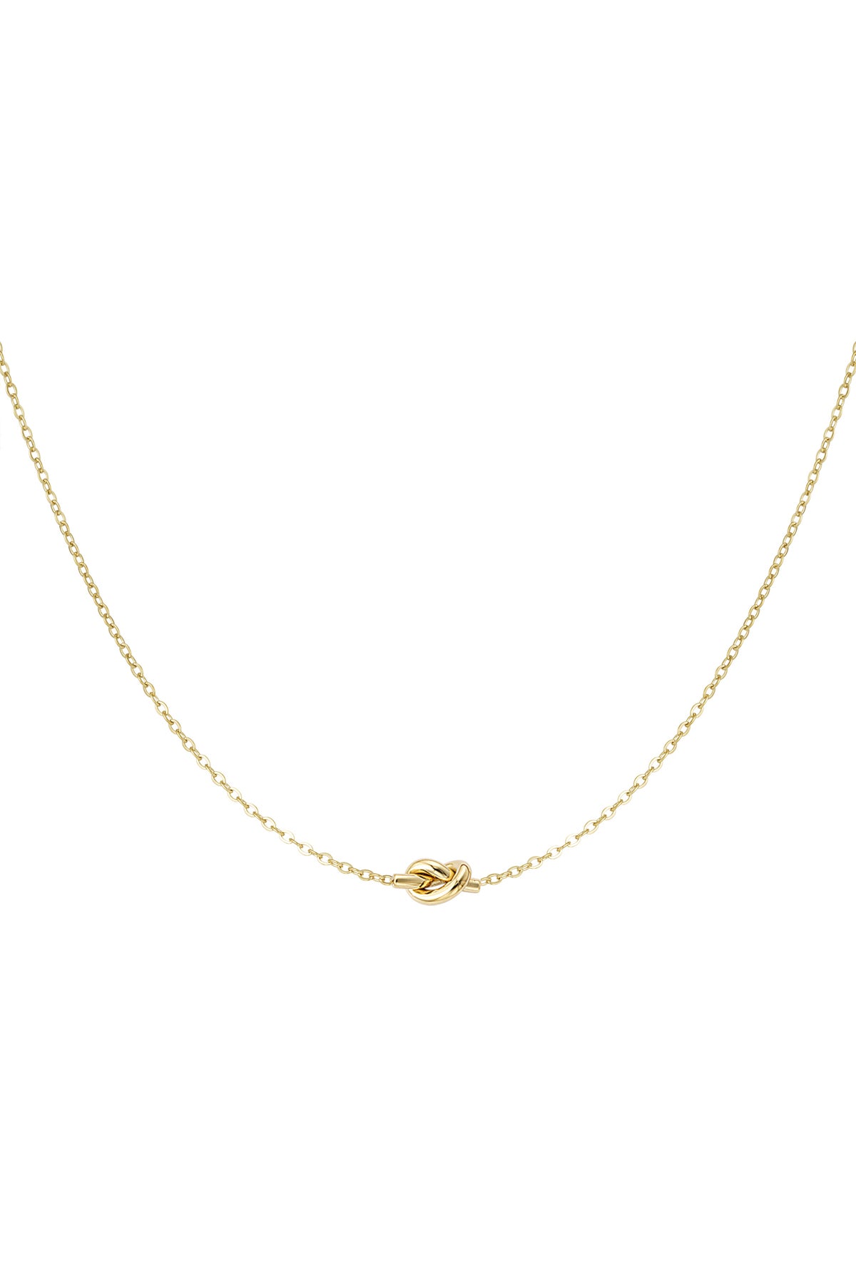 Schlichte Halskette mit geknotetem Anhänger – Goldfarbe  - Goldfarbefarbe