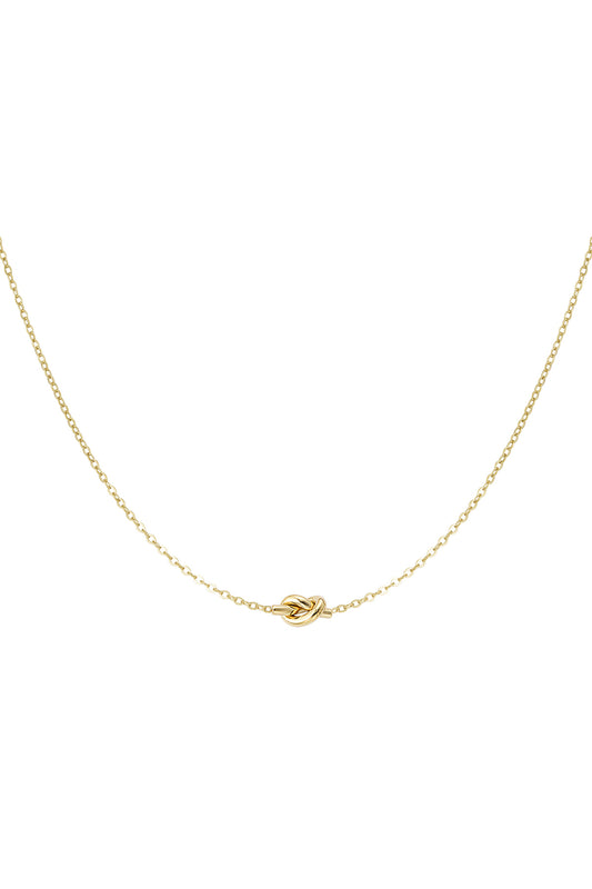 Schlichte Halskette mit geknotetem Anhänger – Goldfarbe  - Goldfarbefarbe