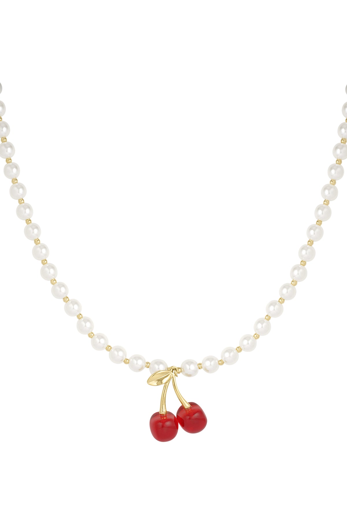 Halskette „Kirsche oben drauf“ – Goldfarbe - Goldfarbefarbe
