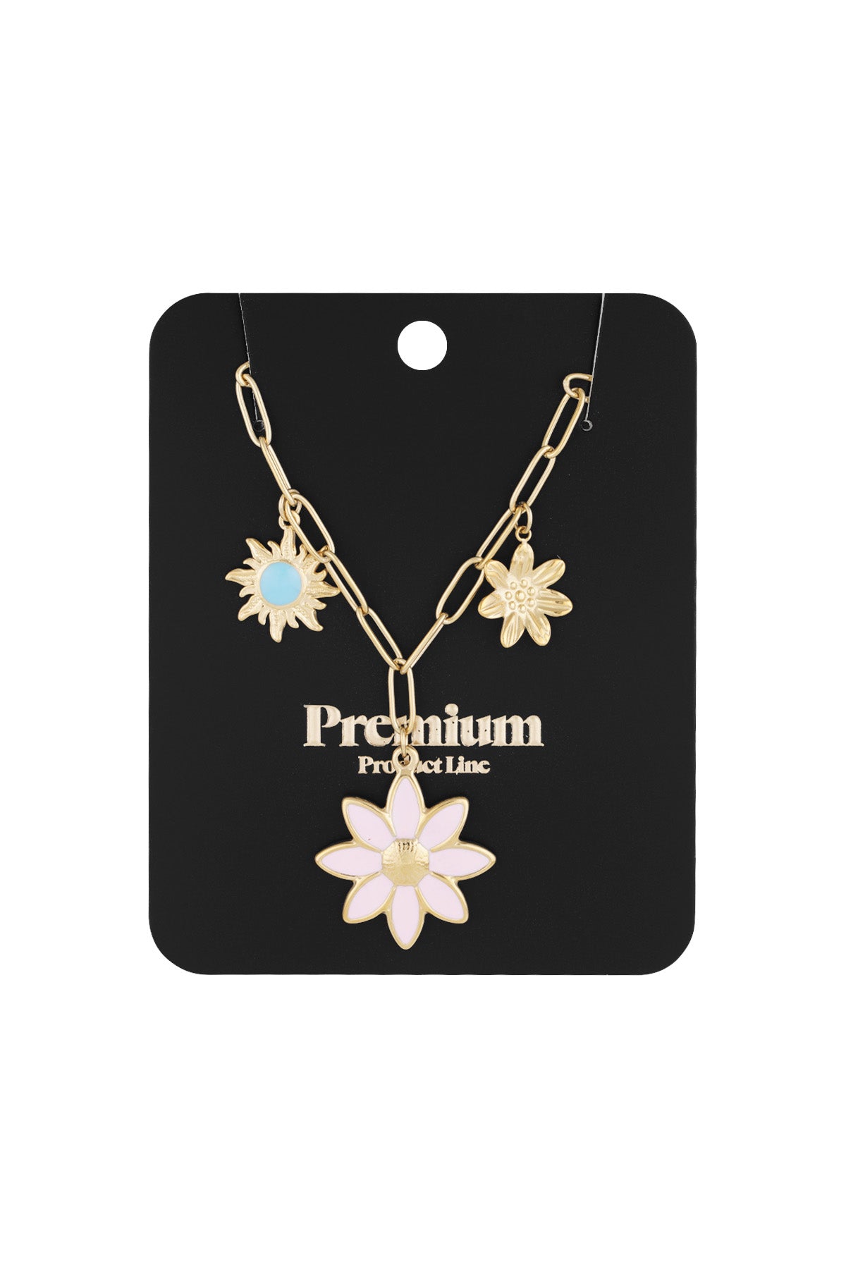 Charm-Halskette Blüte & Blinken - Goldfarben