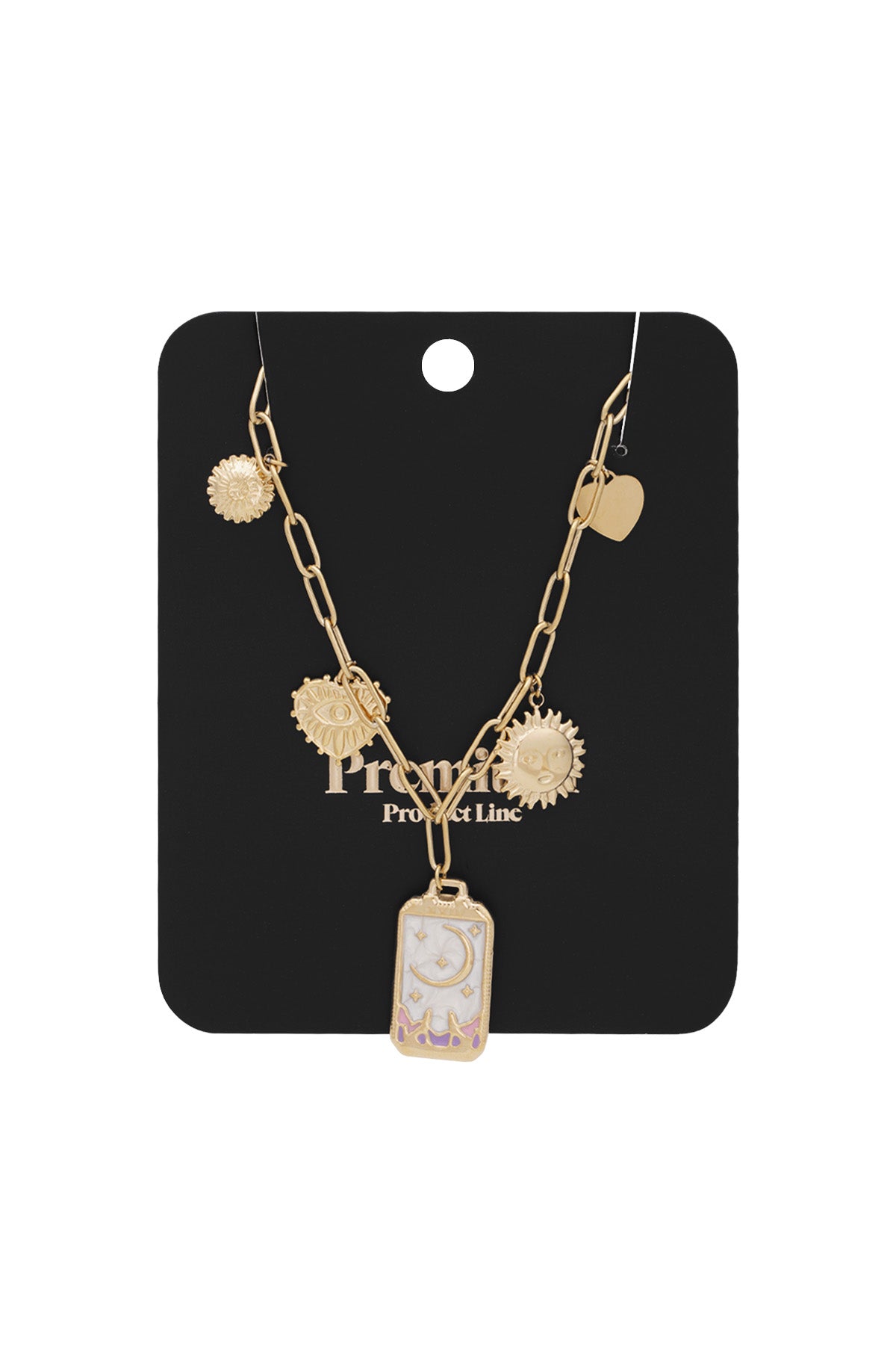 Charm-Halskette magischer Mond - Goldfarben