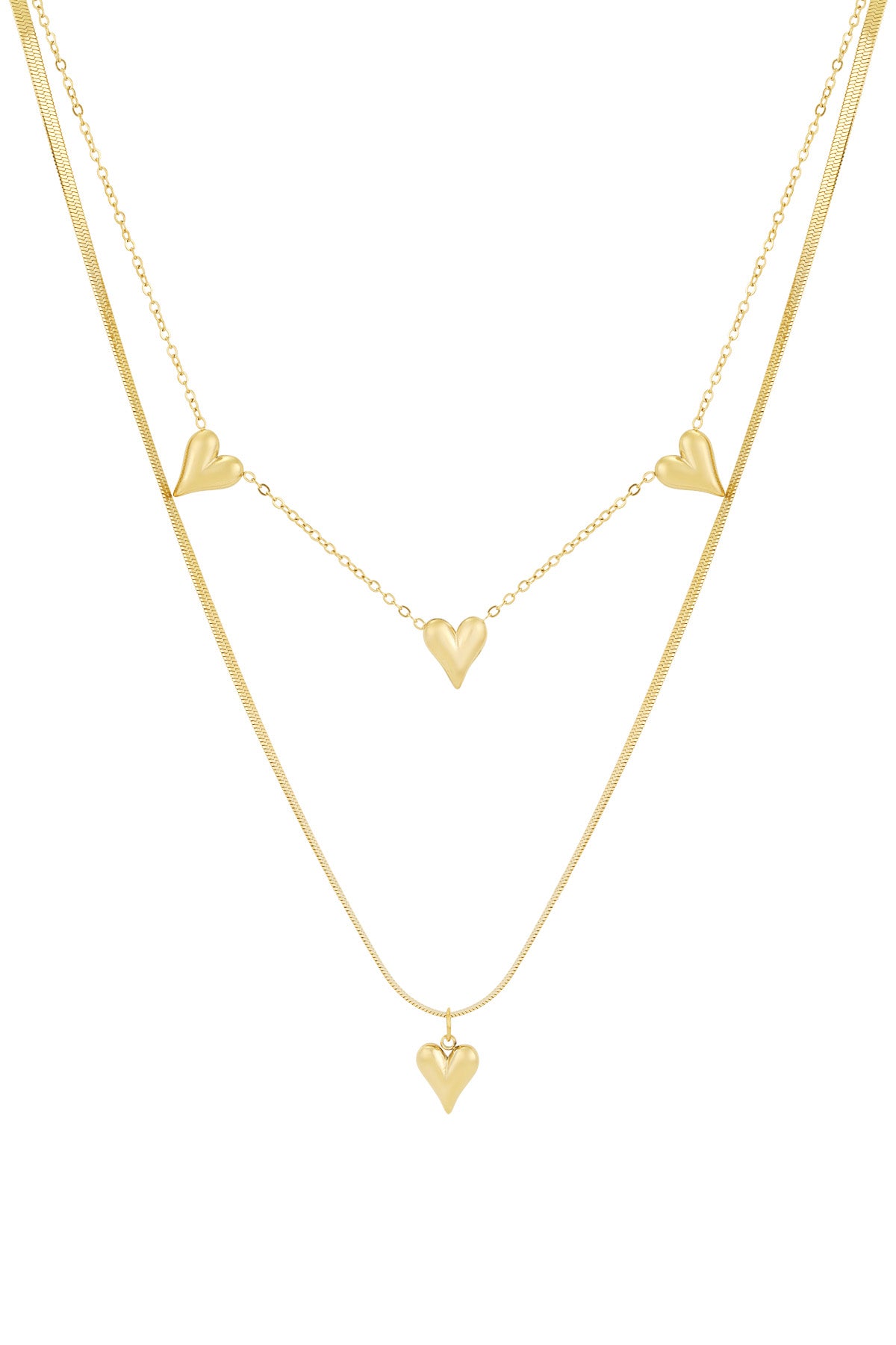 Herz-an-Herz-Halskette - Goldfarben