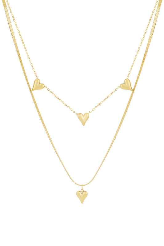 Herz-an-Herz-Halskette - Goldfarben