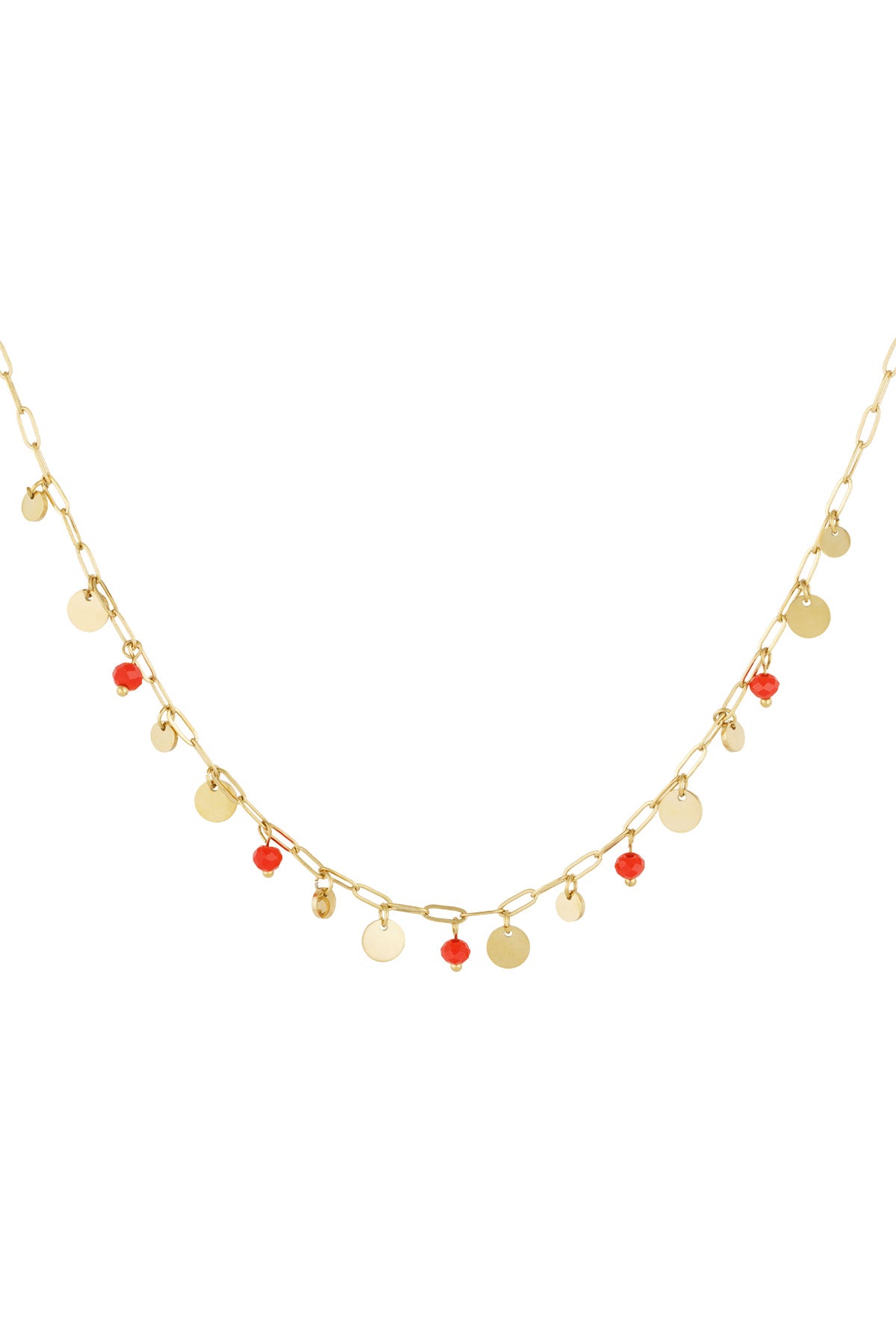 halsketten-mix aus Goldfarbe und rot