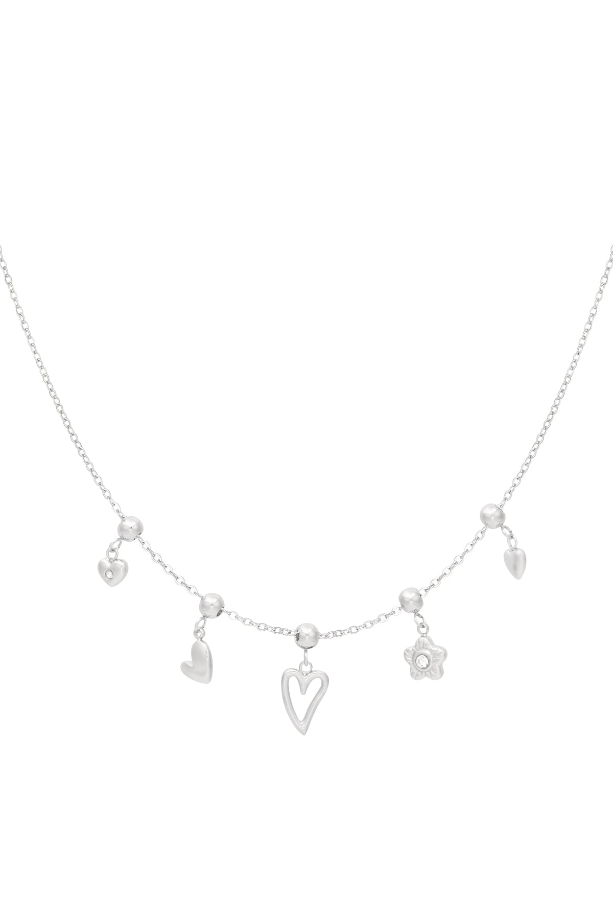Charm-Halskette Blumen und Herzen - Goldfarben
