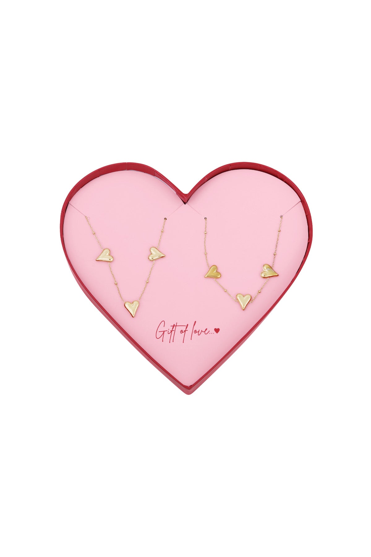 Geschenk der Liebe Halskette und Armband aus Edelstahl – Goldfarben