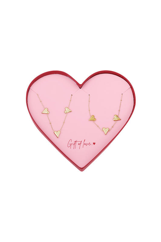Geschenk der Liebe Halskette und Armband aus Edelstahl – Goldfarben