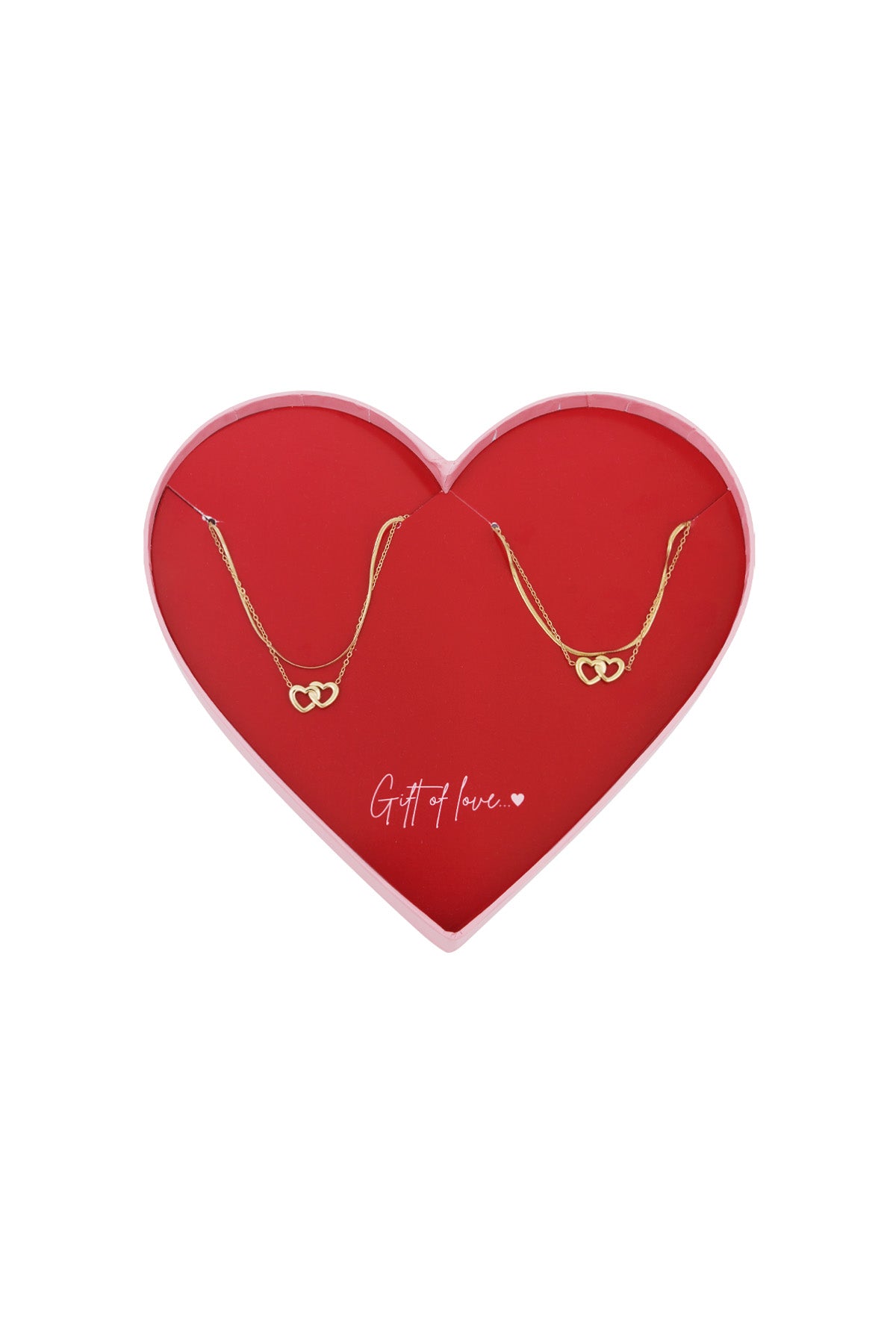Geschenk der Liebe Halskette und Armband aus Edelstahl, die Herzen verbinden - Goldfarben