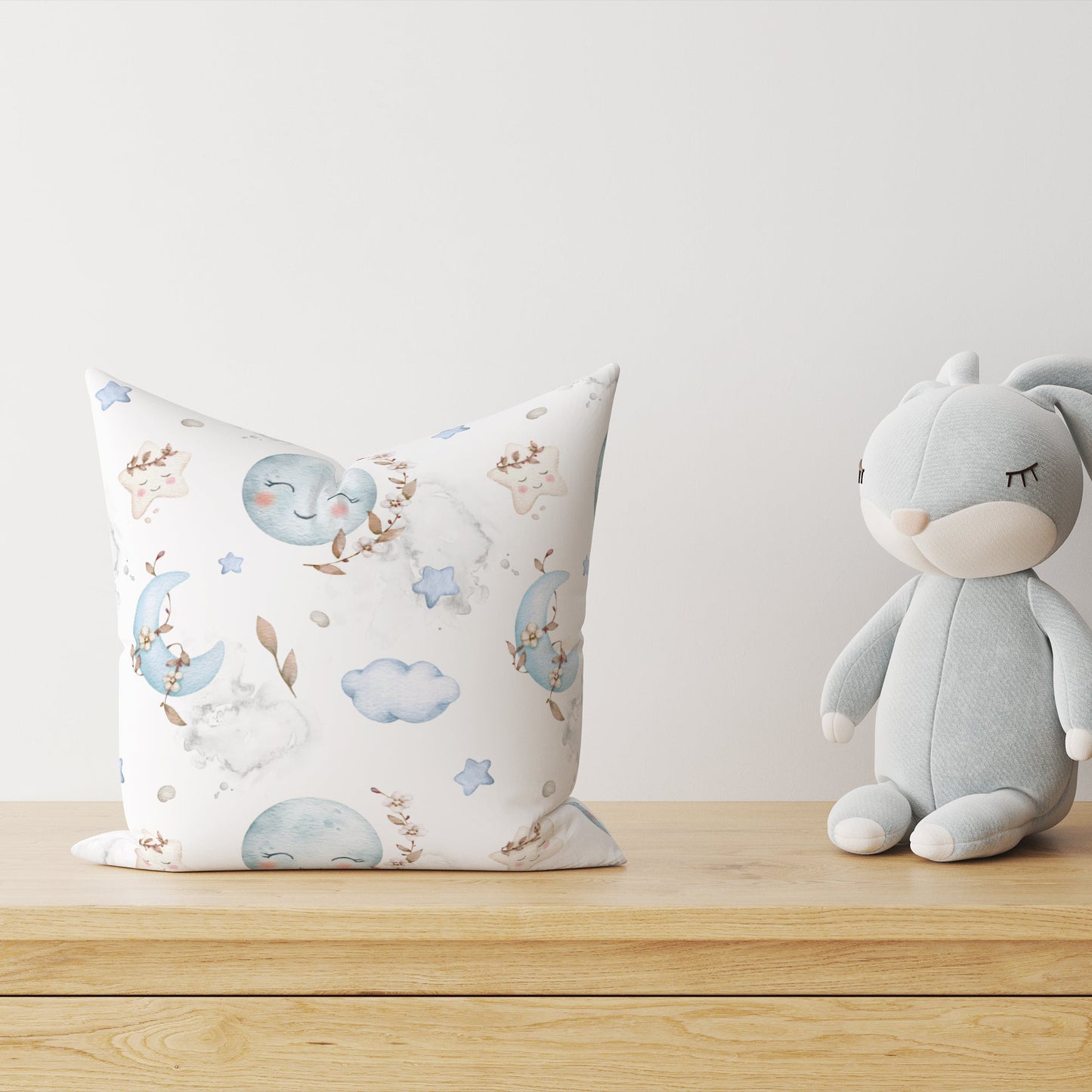 "Sweet Moon Blue" children's decorative pillow