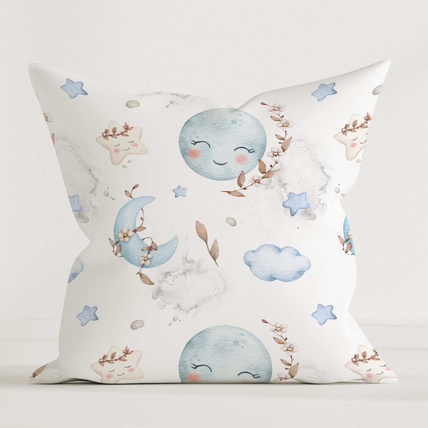 "Sweet Moon Blue" children's decorative pillow