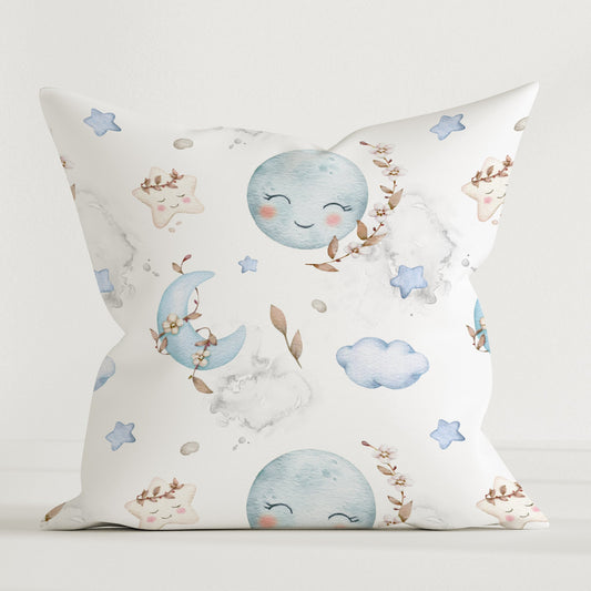 "Sweet Moon Blue" children's decorative pillow