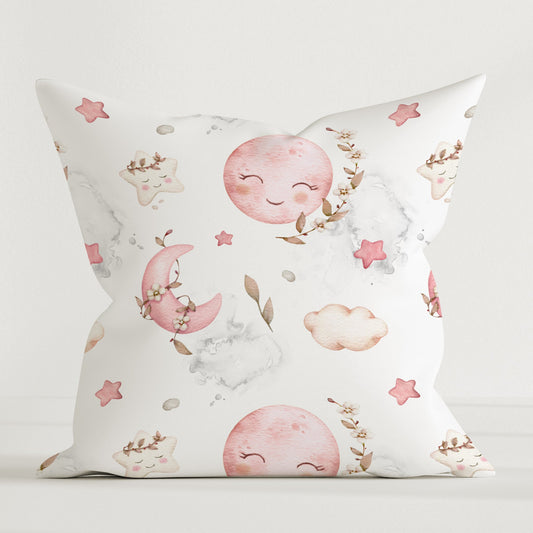 "Sweet Moon Pink" children's decorative pillow