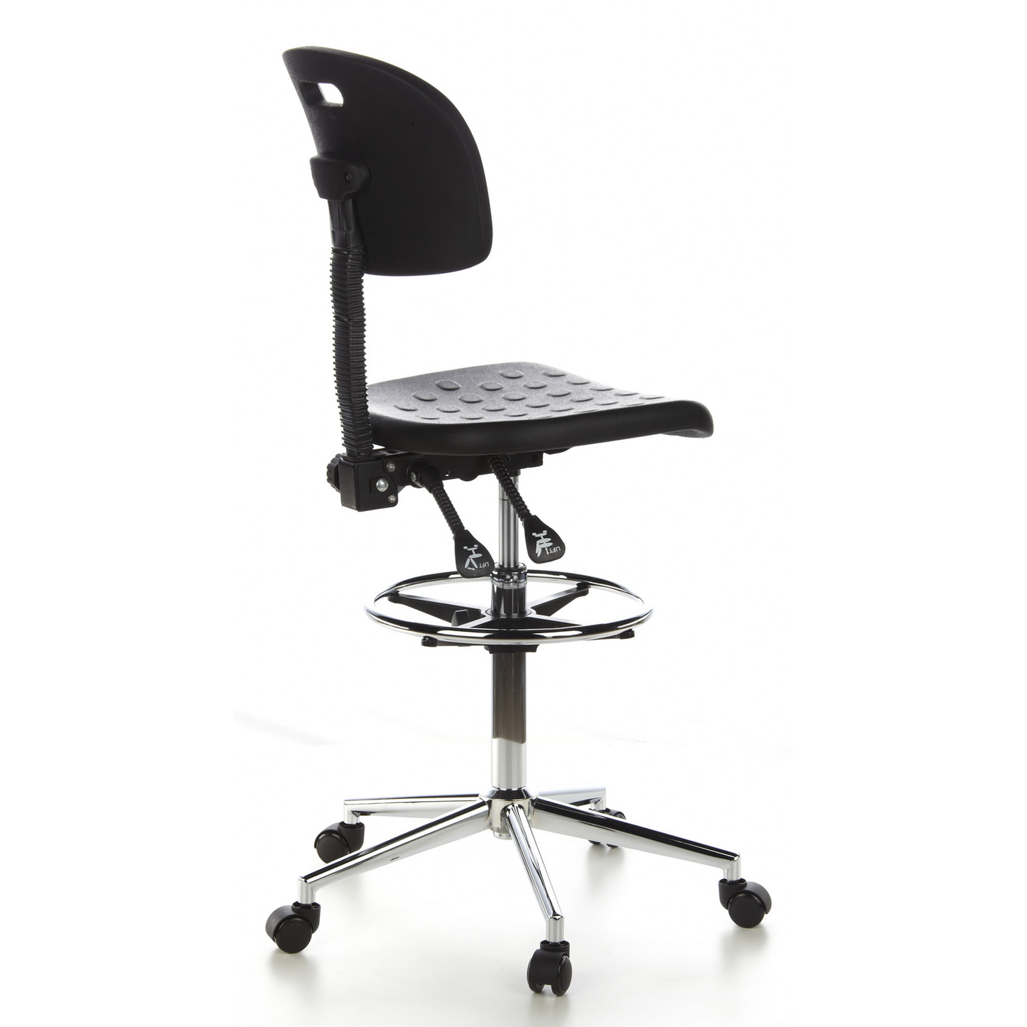 B-grade Hjh Office stool / swivel stool / work chair Top Work 23 hard foam black Chr