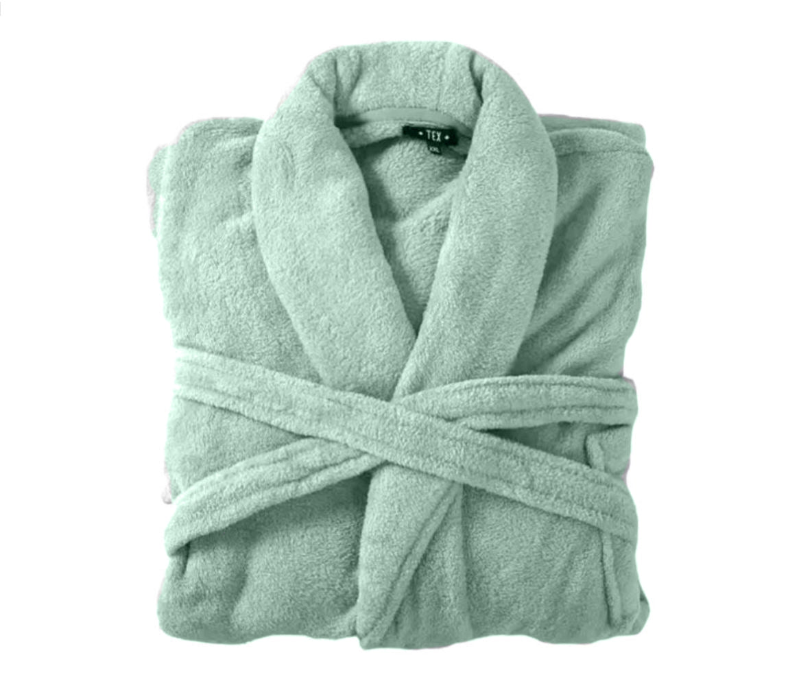 Bademantel flauschig » Saunamantel in Teddy-Plüsch Qualität » leichter/dünner Morgenmantel 100 cm lang » unisex