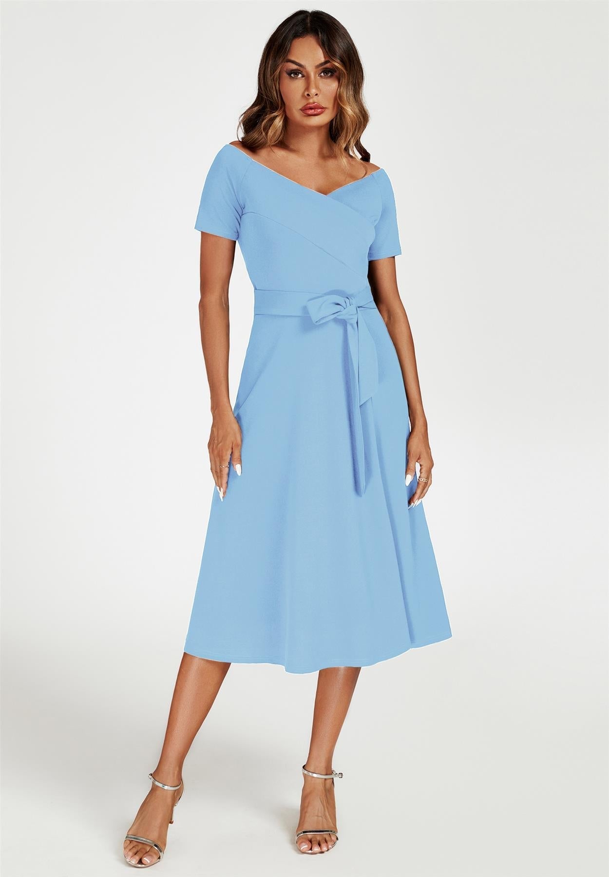 Bardot Midi Dress In Light Blue