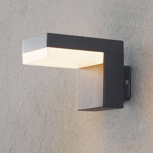 B-grade Lindby Dionys LED outdoor wall light, garden light, dark shade 
