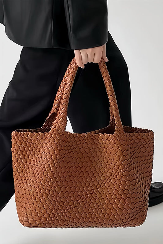 Braided Tote Bag In Tan