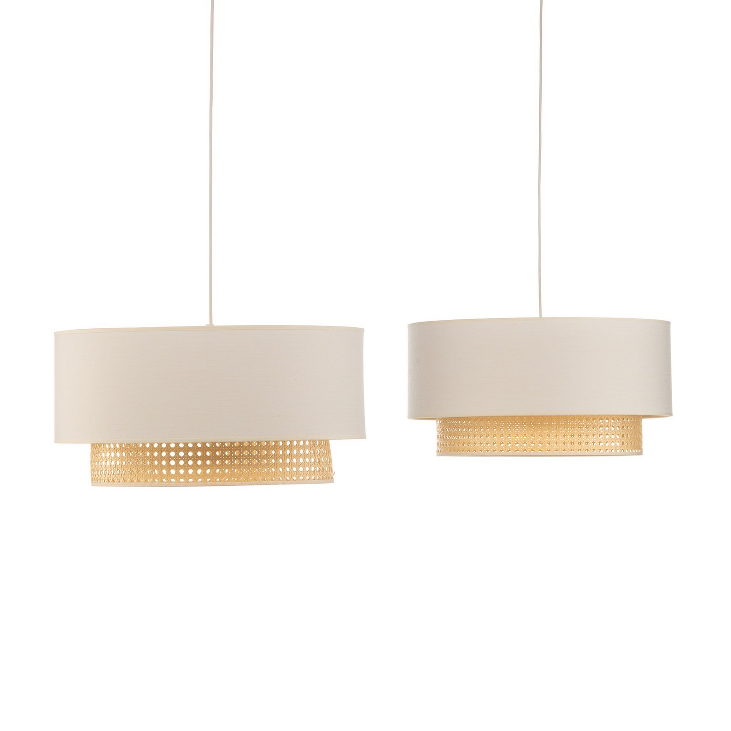 Hengilampi úr Boho textíl, kremhvítur/rotting, hengilampi, E27