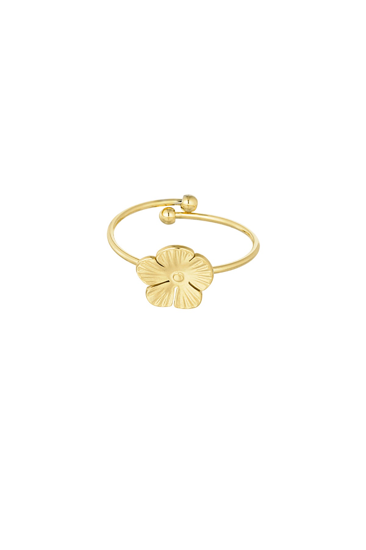 Ring mit süßer Blume – Goldfarbe - Goldfarbefarbe