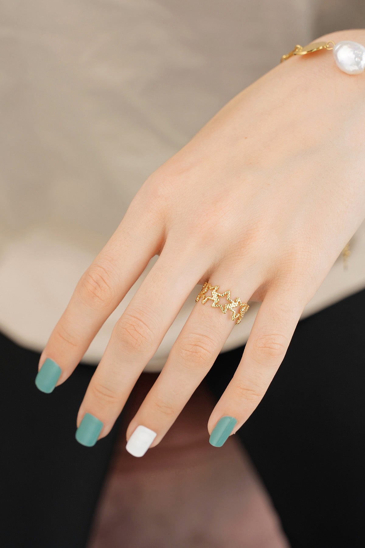 Ring „Sparkle all the way“ – Goldfarbe  - Goldfarbefarbe