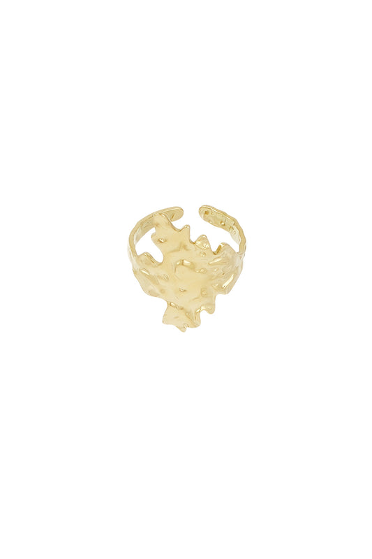Ring mit abstrakter Textur – Goldfarbe - Goldfarbefarbe