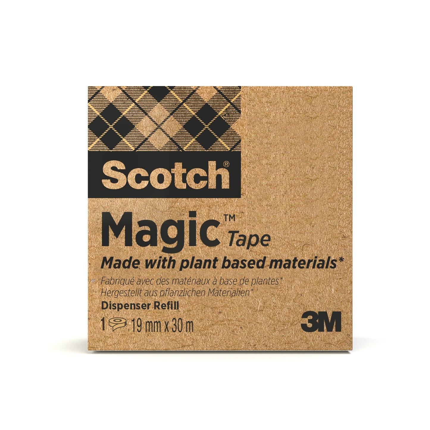 Scotch® Magic™ Klebeband 9-1930R, mit 66 % pflanzlichem Klebstoff hergestellt, 19 mm x 30 m, 1 Rolle/Packung | Packung (1 Rolle)