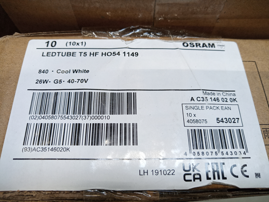 B-flokks Ledvance LED G5 rör af gerðinni T5 rafrænn straumfestur 26 W hlutlaus hvítur ljósaperuskiptir 20 stykki