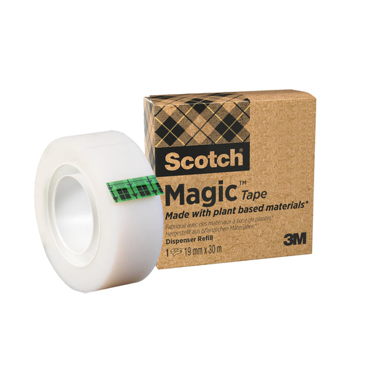 Scotch® Magic™ Klebeband 9-1930R, mit 66 % pflanzlichem Klebstoff hergestellt, 19 mm x 30 m, 1 Rolle/Packung | Packung (1 Rolle)