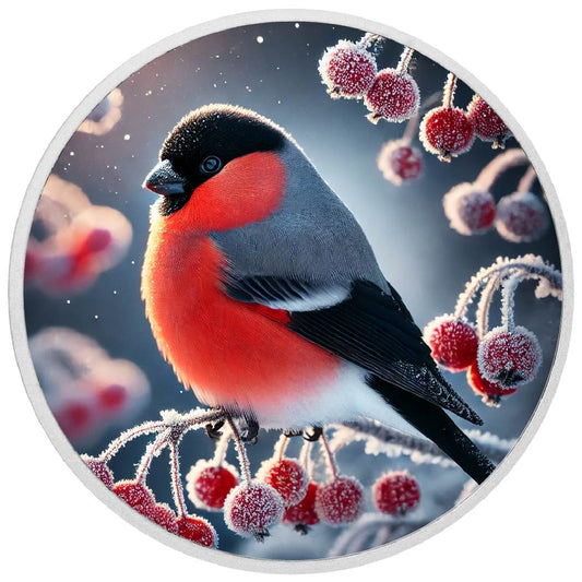 Crimson Frost: A Bullfinch's Elegance 1oz Silver