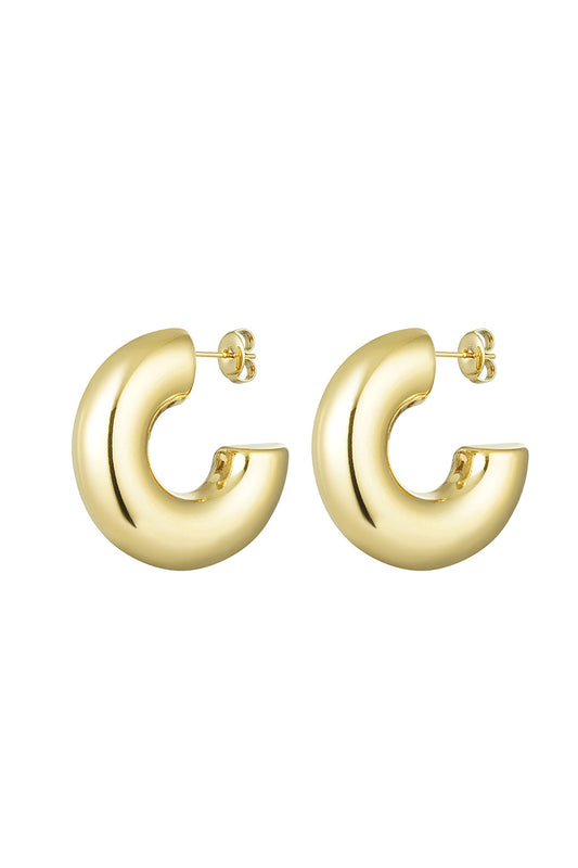 Ohrstecker halbrund Basic groß Goldfarbe Edelstahl