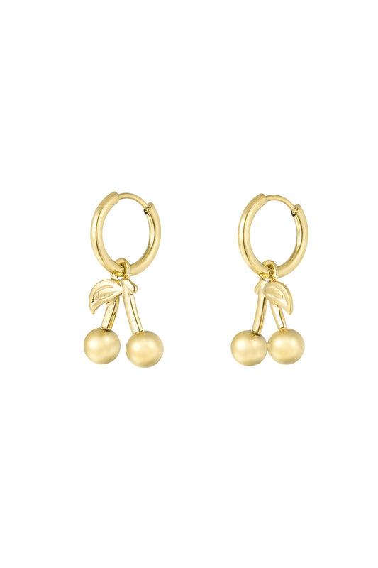 Ohrringe „Cherry on Top“ – Goldfarbe - Goldfarbefarbe