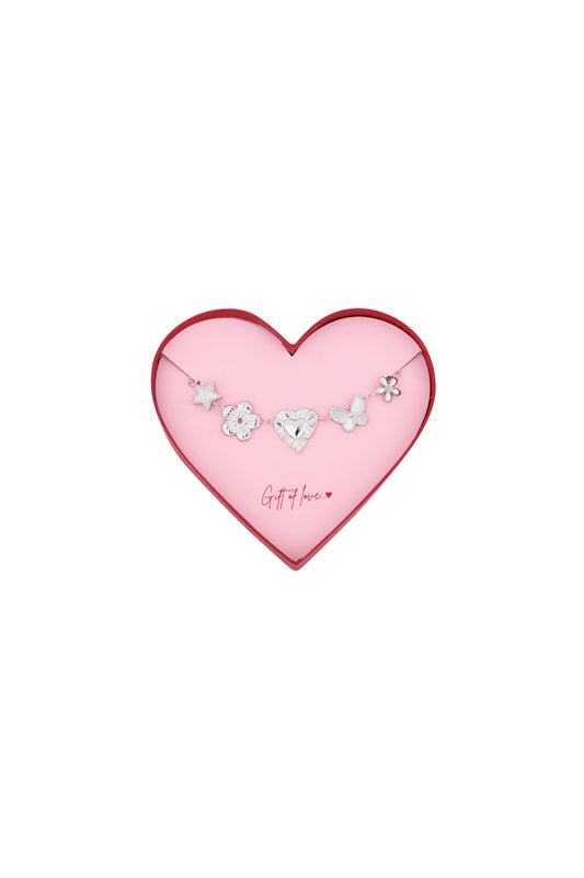 Geschenk der Liebe Schmetterlings-Liebesarmband aus Edelstahl – Silberfarben