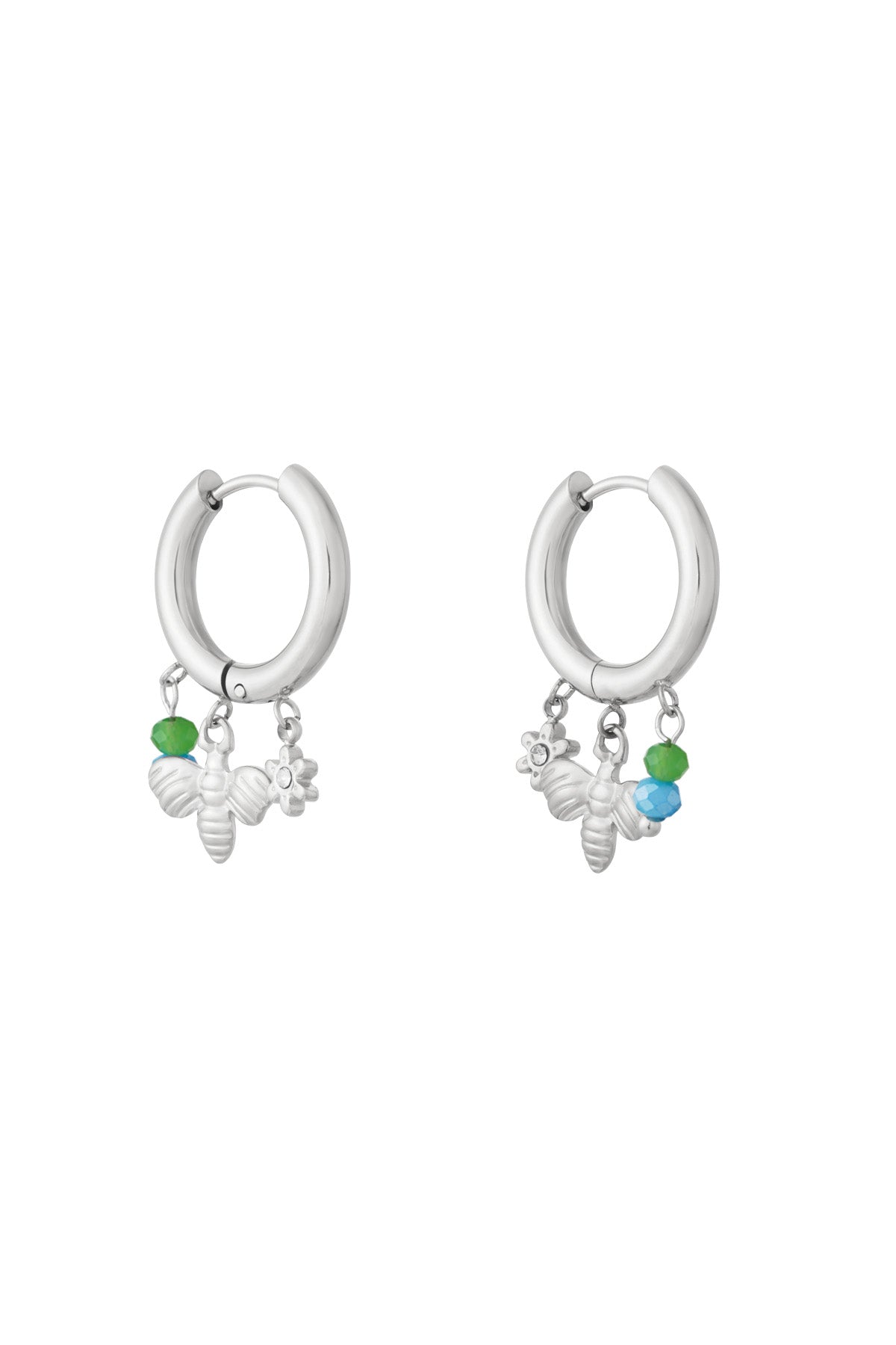 Bienen Charm Ohrringe - Silber Farbe