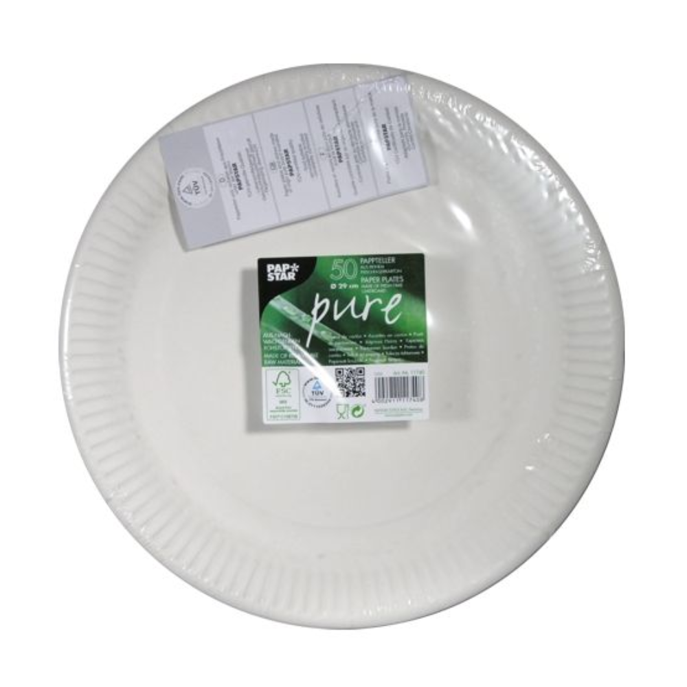 29 50 plates, cardboard "pure" round - white