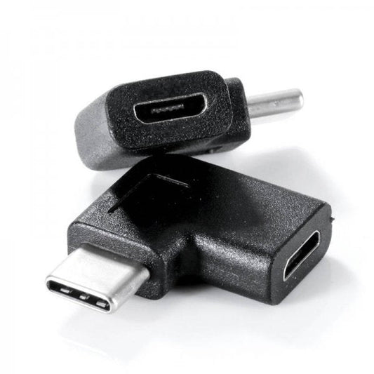 SYSTEM-S USB 3.1 Adapter Typ C Stecker zu 2.0 Micro B Buchse Winkel Kabel in Schwarz