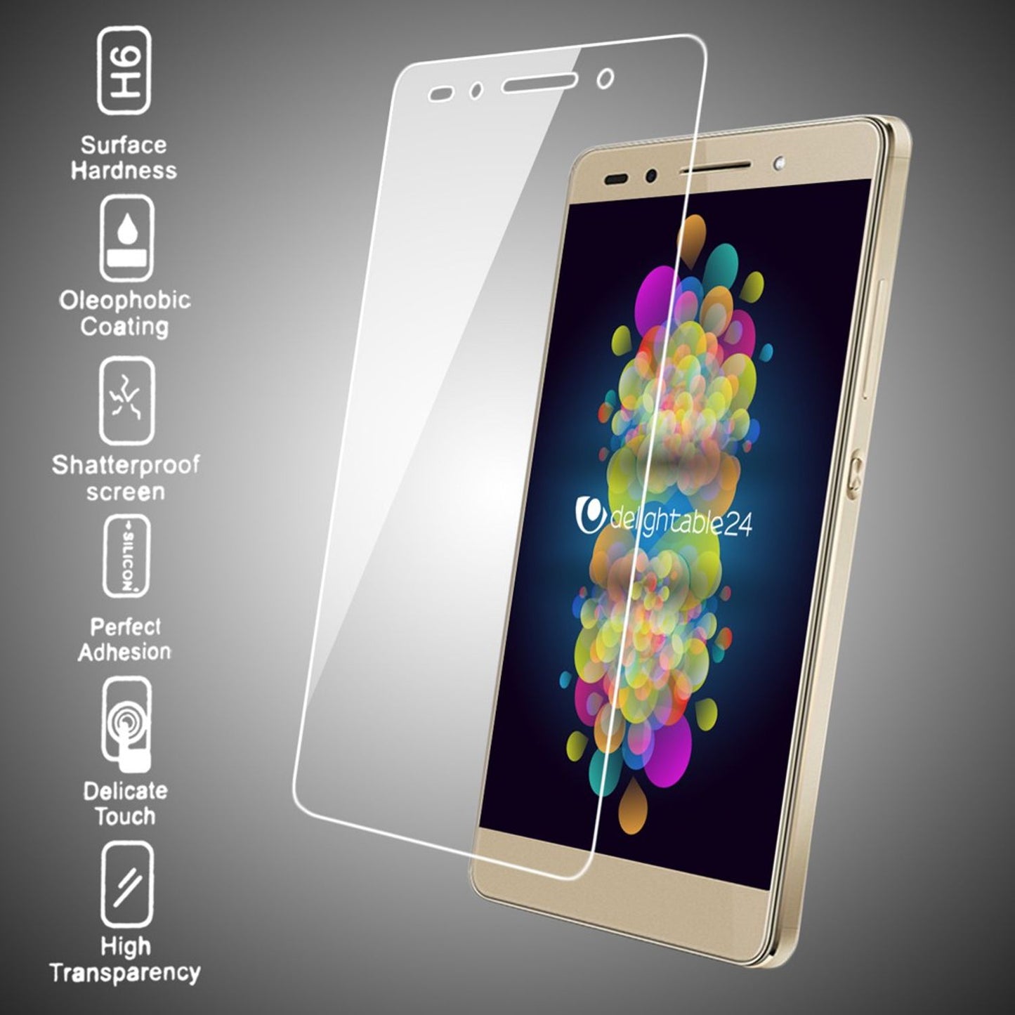 NALIA skjávörn fyrir Huawei Honor 7, 9H með hertu gleri.