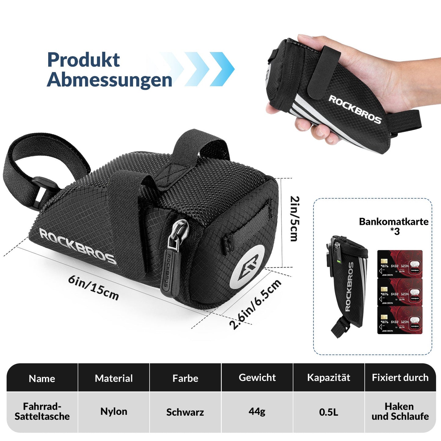 ROCKBROS Bicycle Saddle Bag for MTB/Road Bike/Folding Bike Mini Portable