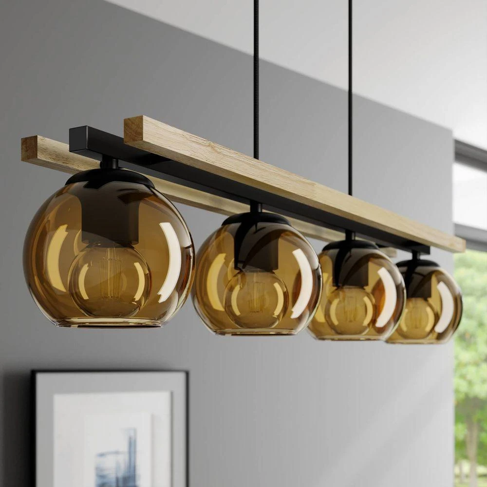 B-Ware Lindby Marla Pendelleuchte Hängelampe Deckenlampe Lampe 3 Flammig E27 Rauchgrau