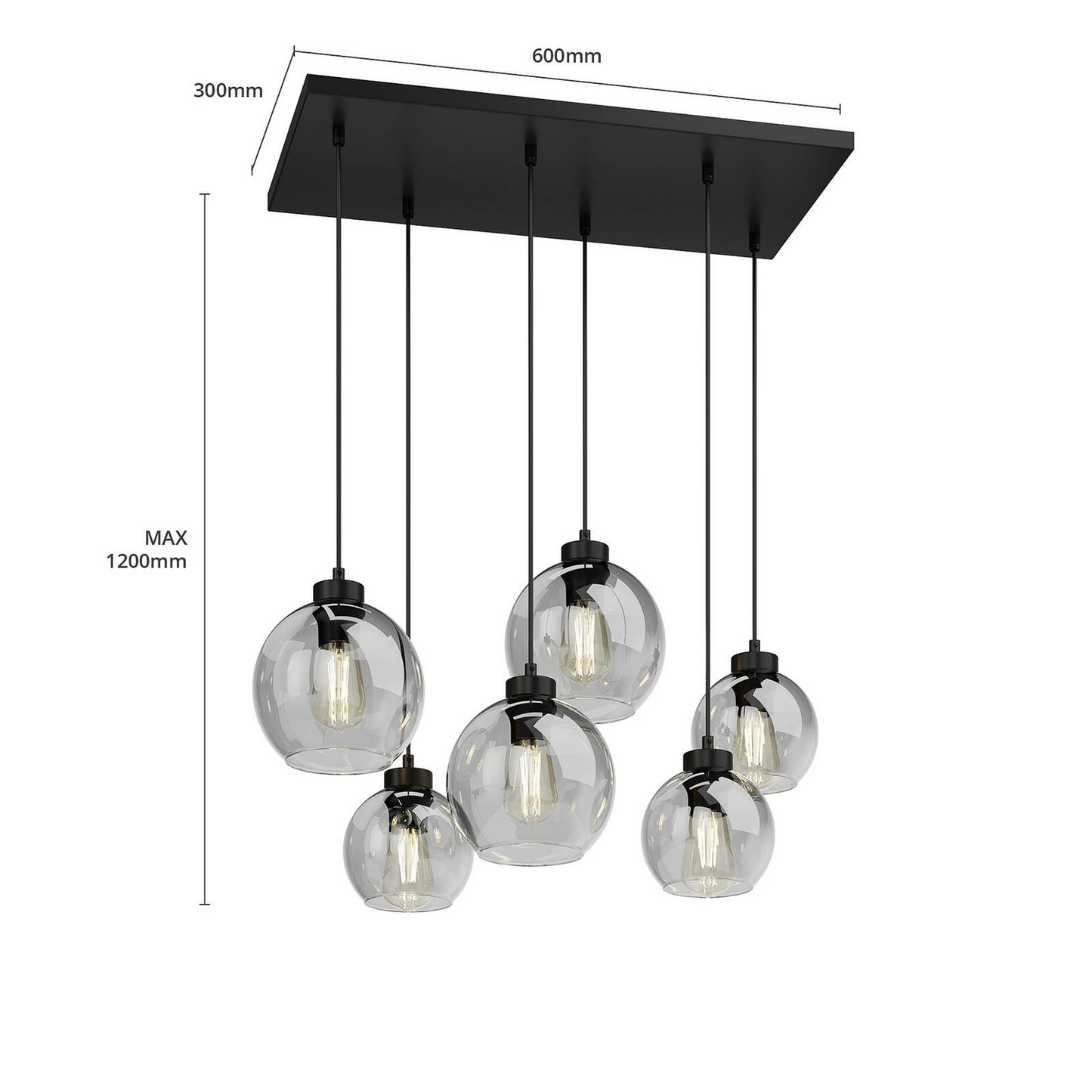 B-stock Euluna hanging light Cubus hanging light lamp six-bulb E27 glass graph 