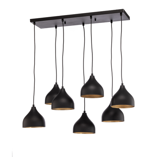 Hengiljós á lager Tattoo 6221 7 perur svartgull loftlampi hengilampi lampi