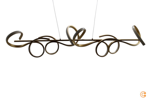 B-lager Just Light. LED hengiljós Curls loftlampi LED messing matt