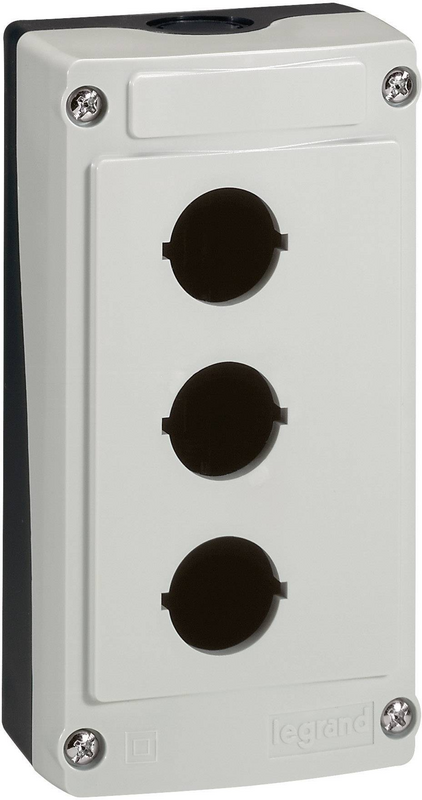 Tómt kassa frá Baco í B-flokki, 3-hólfa tómt kassa, grátt/svart, IP66, 3 festingarstaðir