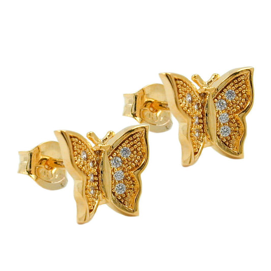 Eyrnalokkar 8x10mm fiðrildi gullhúðaðir 3 míkron