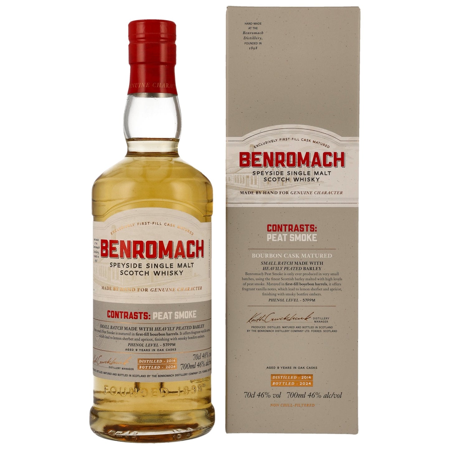 Benromach 2014/2024 - Andstæður: Móreykur - Bourbon-tunna