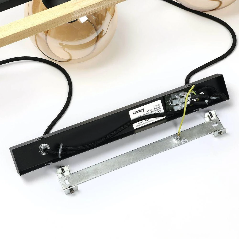 B-Ware Lindby Marla Pendelleuchte Hängelampe Deckenlampe Lampe 3 Flammig E27 Rauchgrau