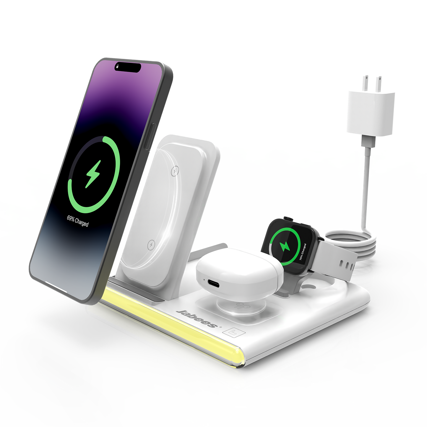 PowerNest™  4-In-1 Foldable Wireless Charging Station With LED Night Light