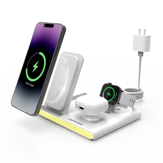 PowerNest™  4-In-1 Foldable Wireless Charging Station With LED Night Light