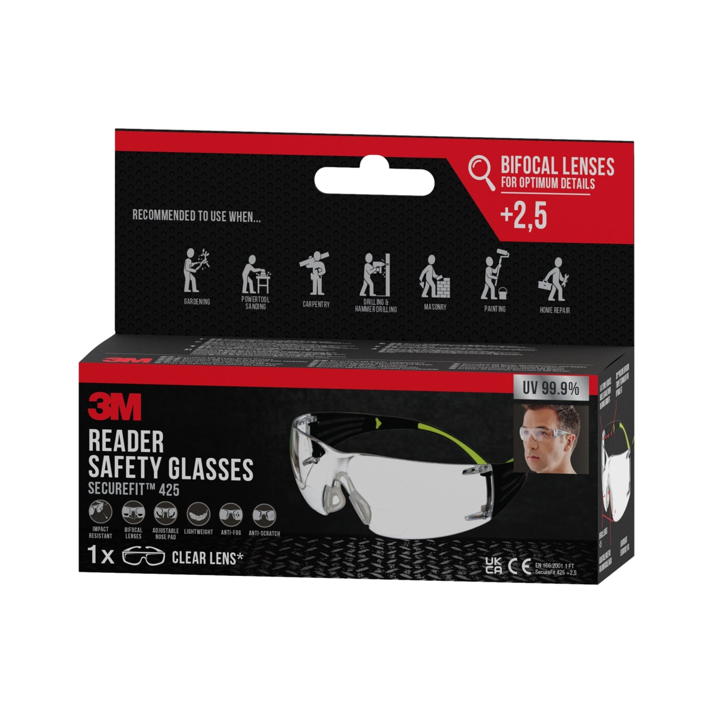 3M™ SecureFit™ Lese-Schutzbrille