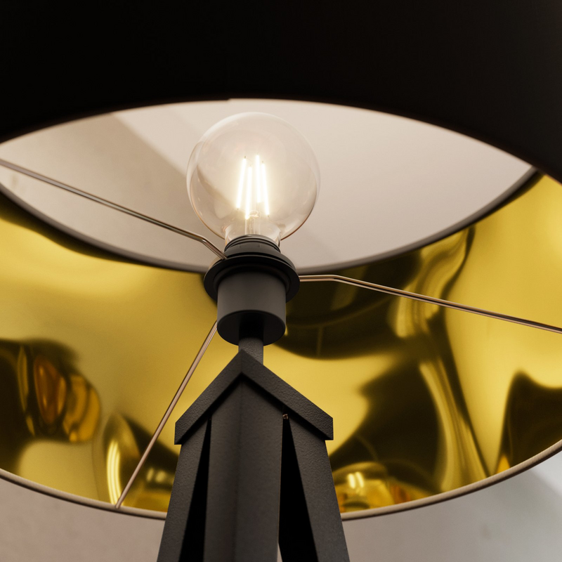 B-Ware Lindby Benik Tripod Stehlampe S Tandleuchte Stehleuchte Wohnzimmerlampe Schw807